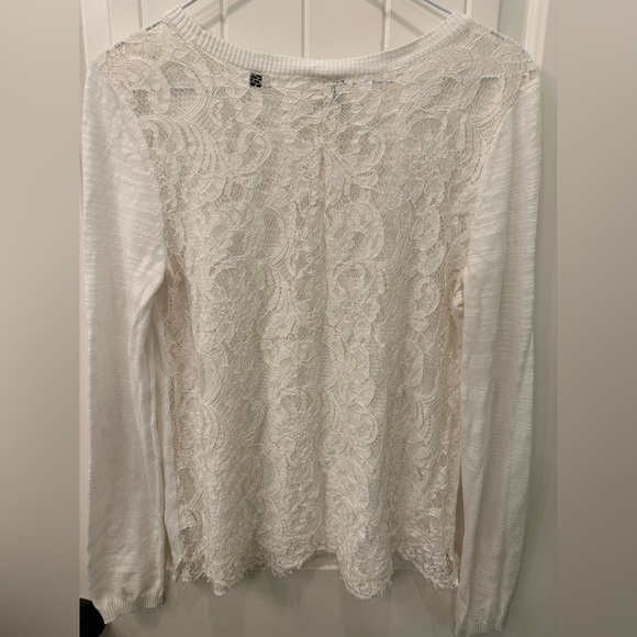 CABI 5005 White Sophia Lace Back Sweater Romantic Feminine S - Picture 5 of 6